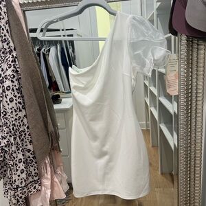 One Shoulder White Dress